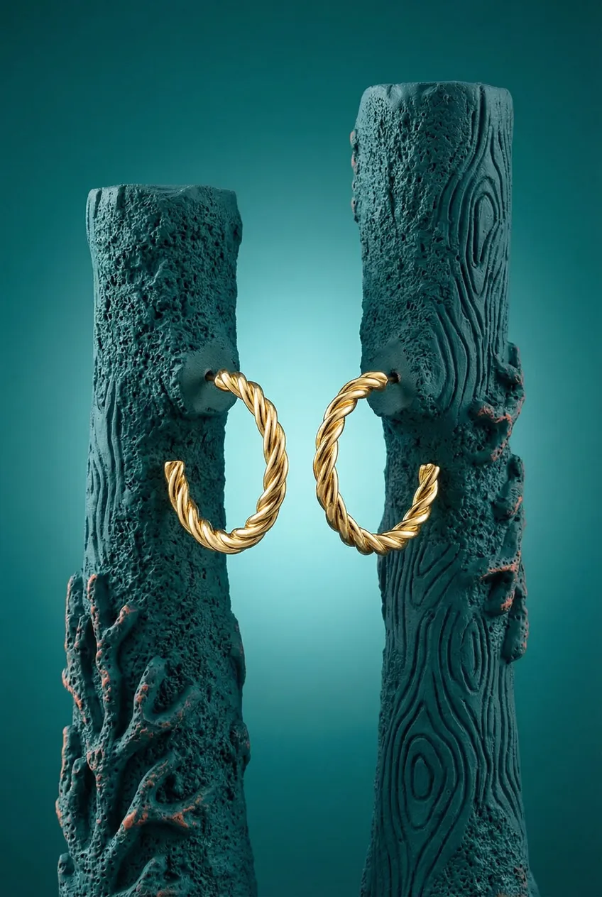 Boucles d'oreilles posées — Exemple Prompt Studio