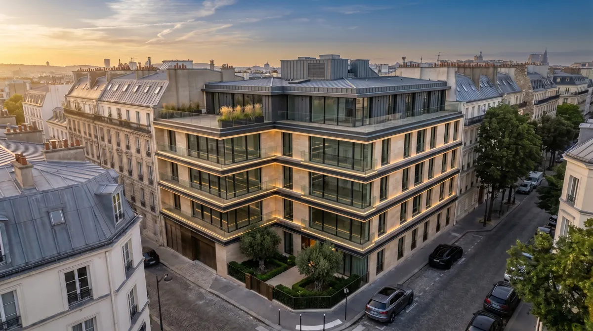 Film 3D du programme immobilier neuf : les batiments finis dans leur environnement reel